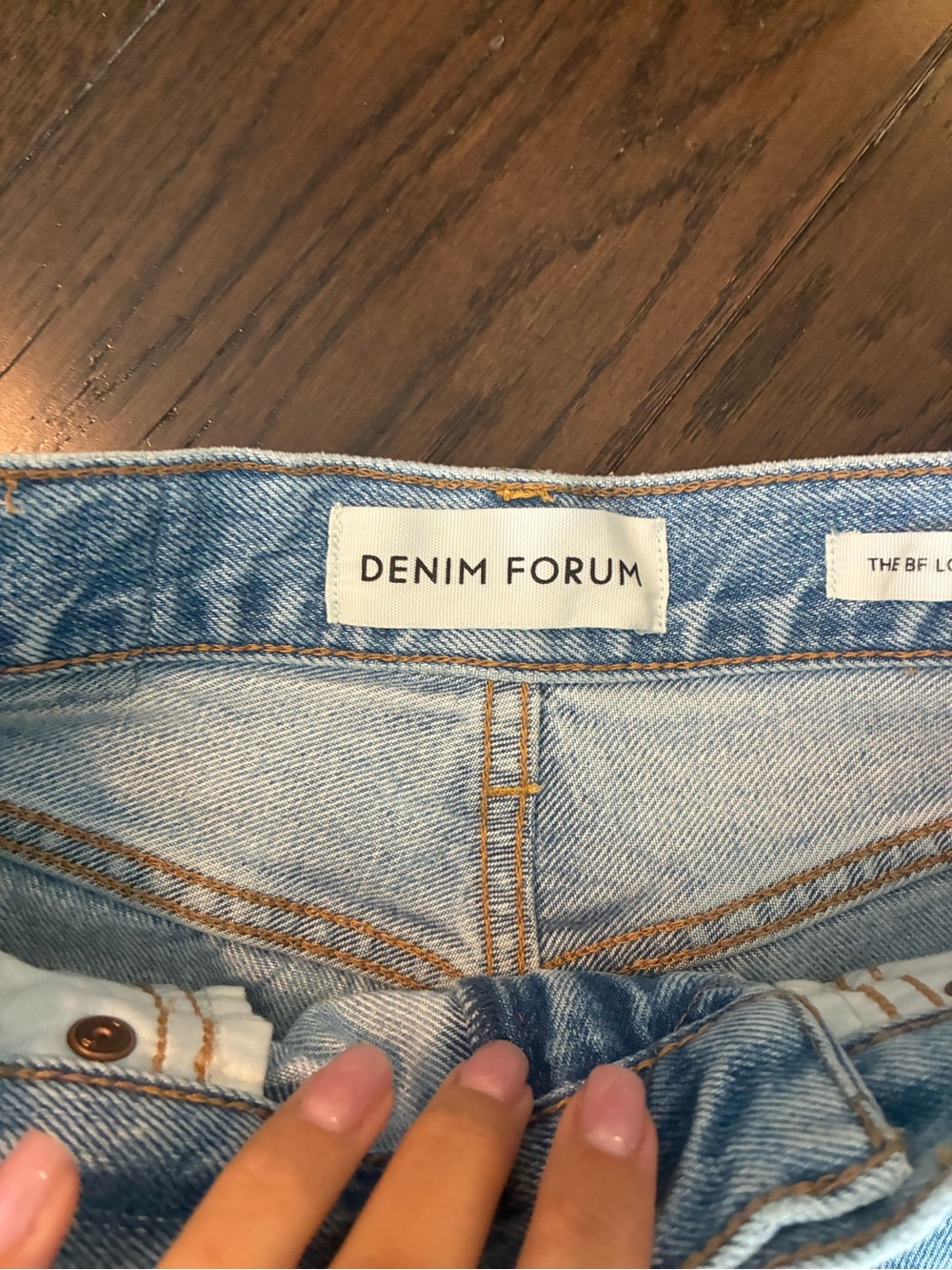 Denim Forum Light Blue High-Rise Cutoff Jean Shorts - Picture 4 of 6